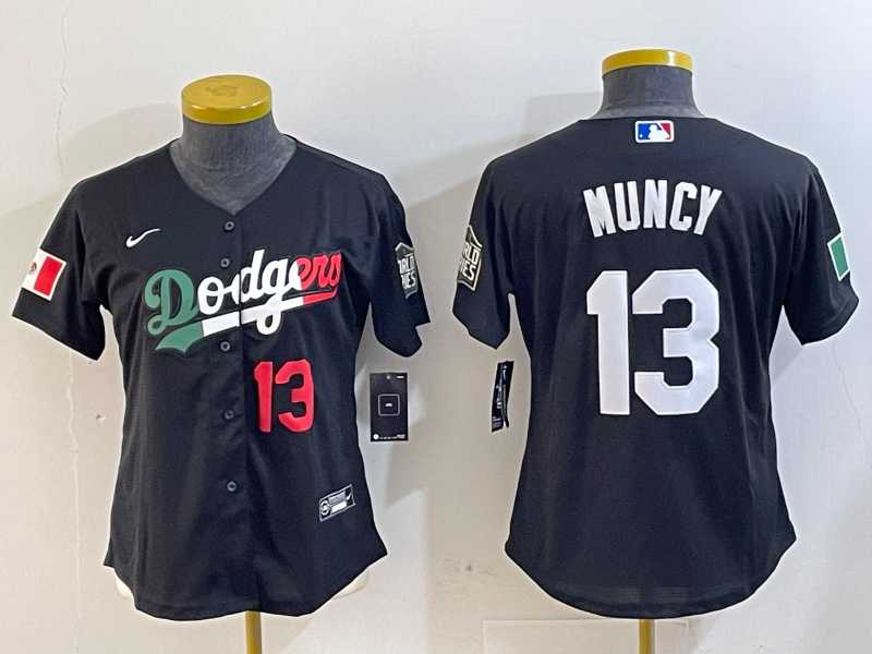 Womens Los Angeles Dodgers #13 Max Muncy Number Black Mexico 2020 World Series Cool Base Nike Jersey